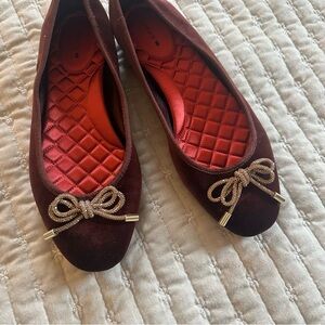 Birdies Maroon Flats with Metallic Bow